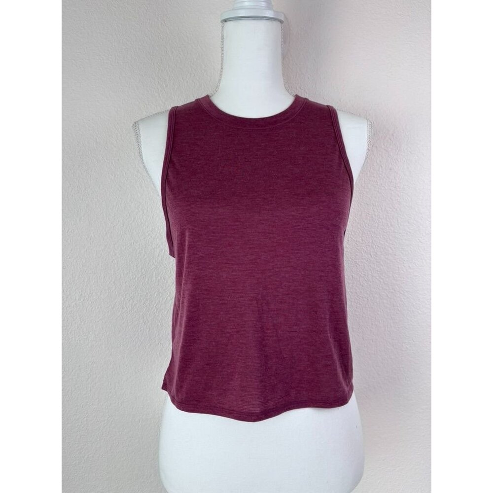 Stori women's maroon results cropped muscle tank top‎ athletic yoga tie back